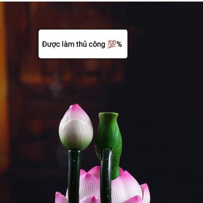 ĐÈN SỨ HOA SEN DÂNG BÀN THỜ PHẬT